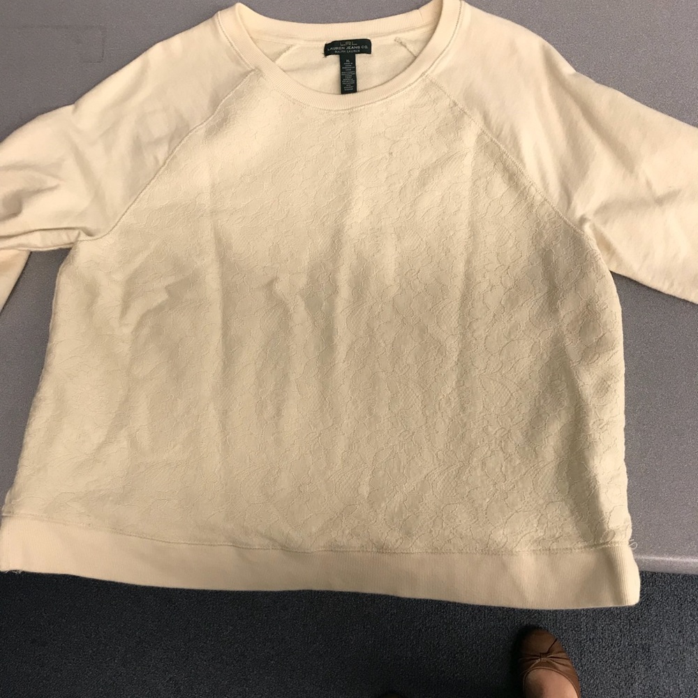 White lace crew neck sweater